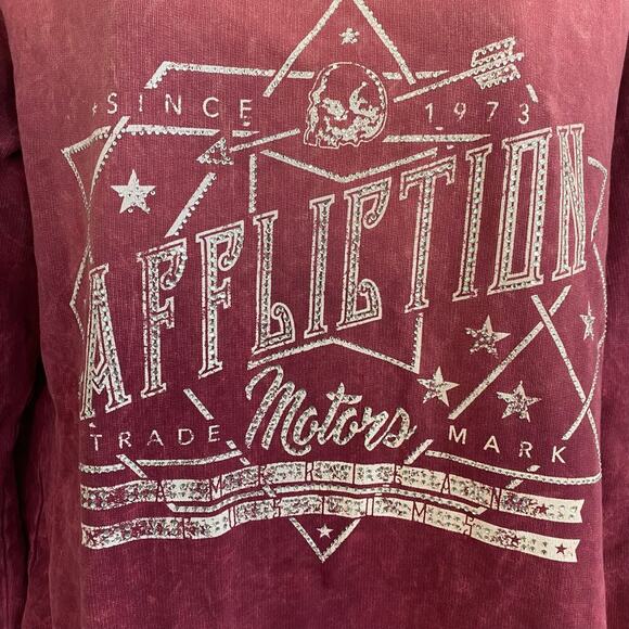 Affliction American Customs Womens Size Large Rhinestone Graphic Sweatshirt Goth - Picture 3 of 6